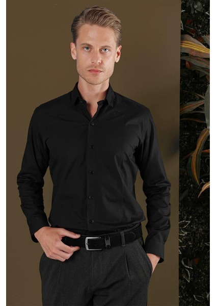 Gk 700 Slim Fit Siyah Klasik Gömlek fırsatları