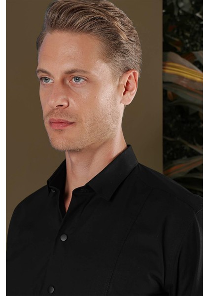 Gk 700 Slim Fit Siyah Klasik Gömlek indirimleri