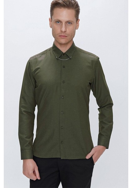 Gk 664 Slim Fit Nefti Klasik Gömlek