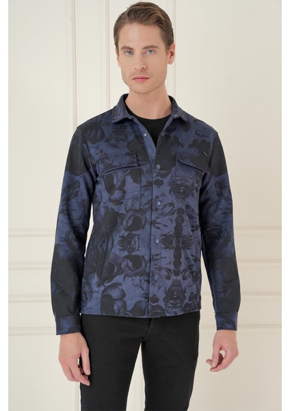 G 1578 Slim Fit Lacivert Klasik Gömlek modelleri