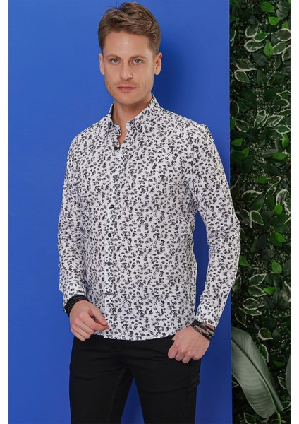 G 1546 Slim Fit Beyaz Klasik Gömlek