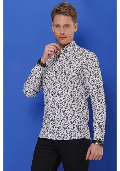 G 1546 Slim Fit Beyaz Klasik Gömlek fırsatları