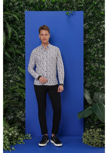 G 1546 Slim Fit Beyaz Klasik Gömlek indirimleri