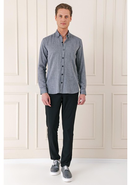 Slim Fit Düğmeli Yaka %100 Pamuk Klasik Siyah Gömlek Gk 723 fiyatları