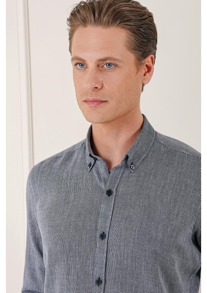 Slim Fit Düğmeli Yaka %100 Pamuk Klasik Siyah Gömlek Gk 723 fırsatları