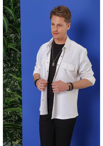 G 1551 Slim Fit Beyaz Klasik Gömlek modelleri