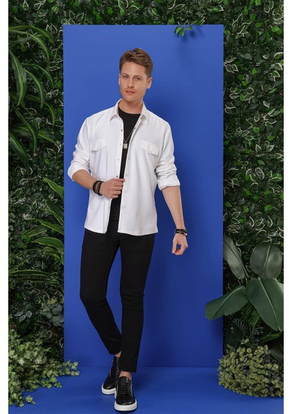 G 1551 Slim Fit Beyaz Klasik Gömlek indirimleri