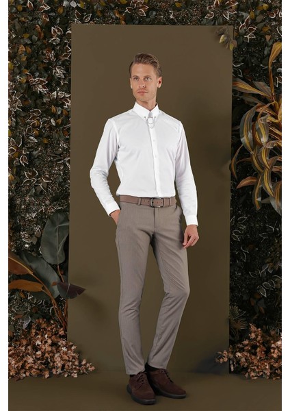 Gk 704 Slim Fit Beyaz Klasik Gömlek