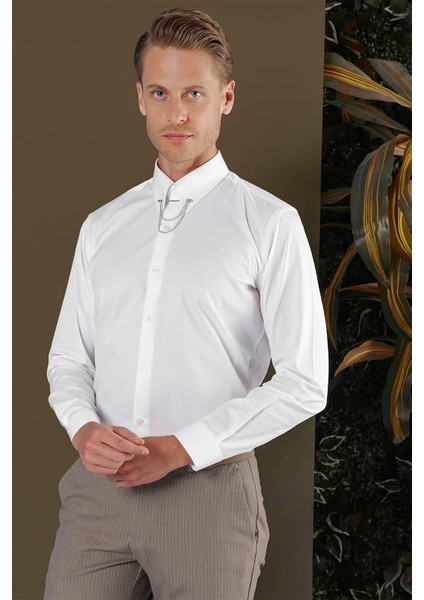 Gk 704 Slim Fit Beyaz Klasik Gömlek fiyatları