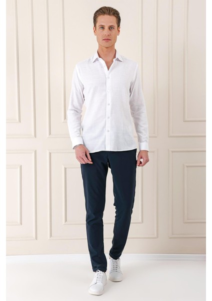 Comfort Fit Balıksırtı Dokuma %100 Pamuk Klasik Beyaz Gömlek Gk 722 fiyatları