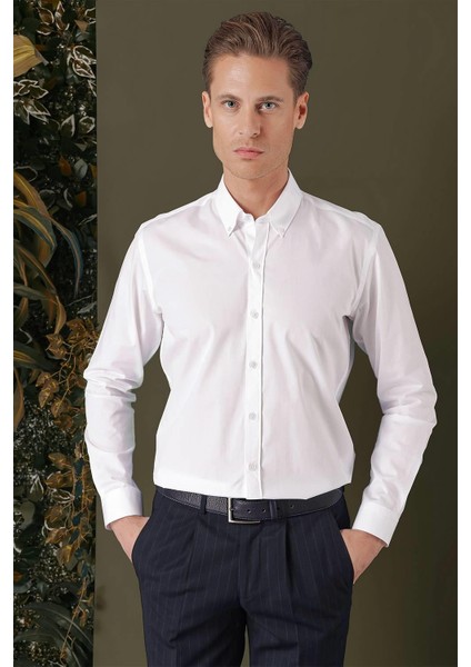 Gk 711 Slim Fit Beyaz Klasik Gömlek fiyatları