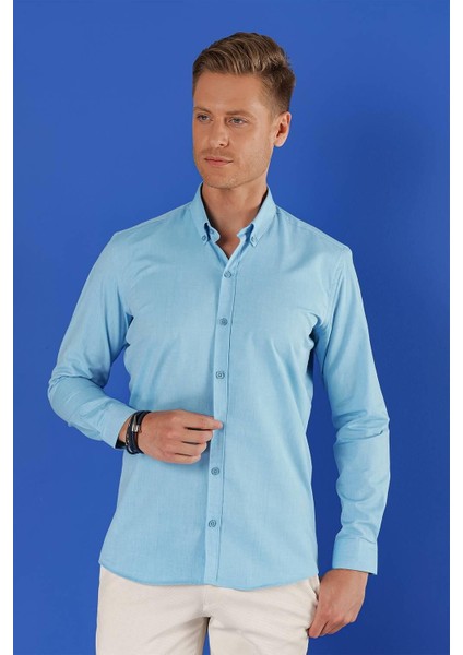 Gk 685 Slim Fit Turkuaz Klasik Gömlek fiyatları