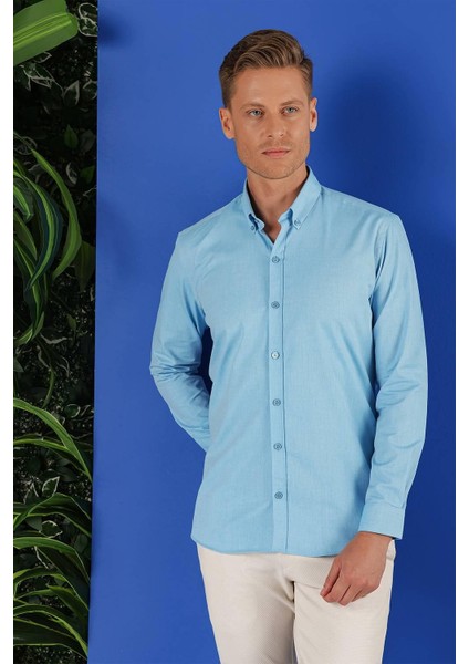 Gk 685 Slim Fit Turkuaz Klasik Gömlek fırsatları