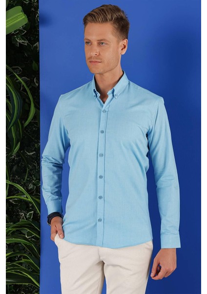 Gk 685 Slim Fit Turkuaz Klasik Gömlek indirimleri
