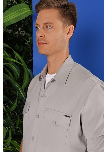 G 1534 Slim Fit Gri Klasik Gömlek indirimleri