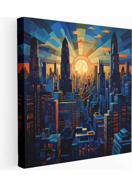 Art Deco Kent Manzaralı Kanvas Tablo