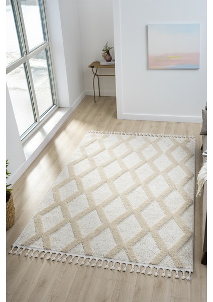 Mılan Krem Bej Yumuşak Bukleli ve Havlı Iskandinav Makine Dokuma Halı Oturma Odası Salon Mutfak Antre fiyatları