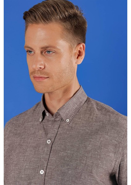 G 1556 Slim Fit Füme Klasik Gömlek indirimleri