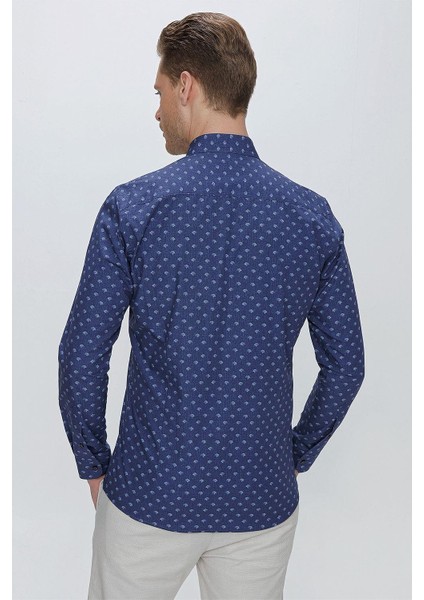 G 1518 Slim Fit Lacivert Spor Gömlek fırsatları