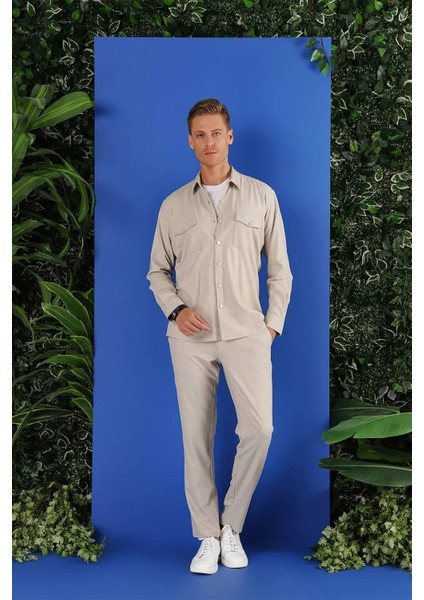 G 1552 Slim Fit Bej Klasik Gömlek fiyatları