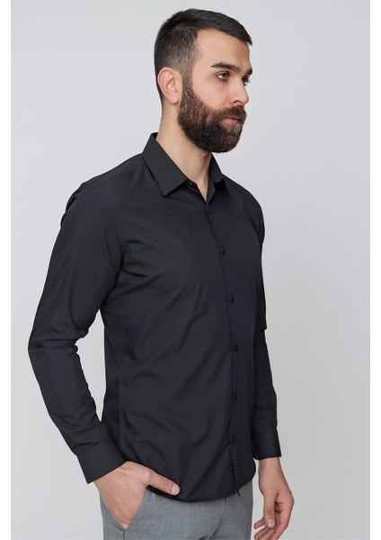 Gk 636 Siyah Klasik Gömlek modelleri