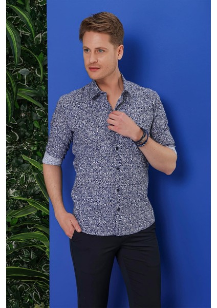 G 1541 Slim Fit Lacivert Klasik Gömlek fiyatları