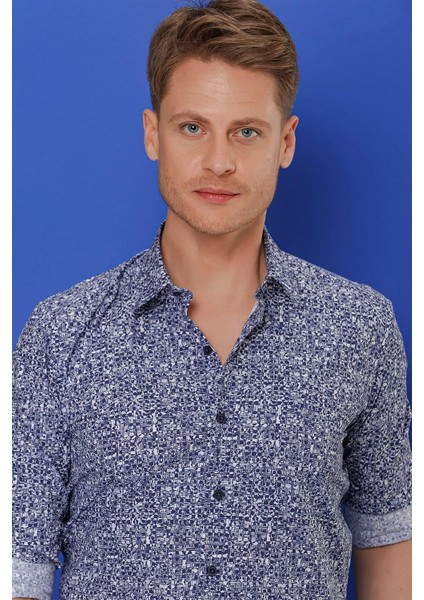 G 1541 Slim Fit Lacivert Klasik Gömlek indirimleri