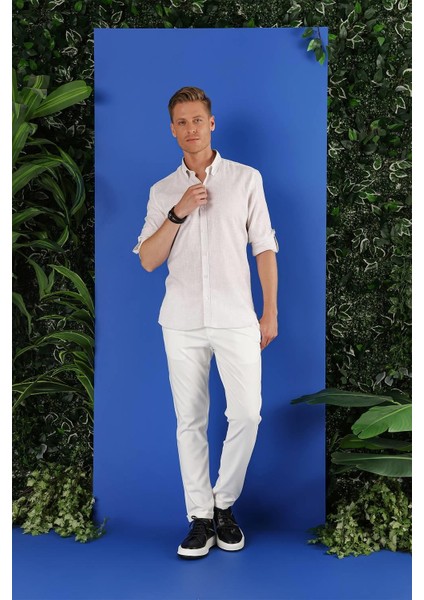 G 1555 Slim Fit Taş Klasik Gömlek