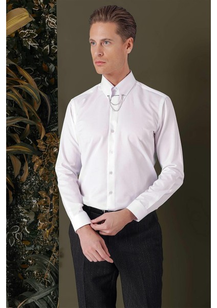 Gk 710 Slim Fit Beyaz Klasik Gömlek fiyatları