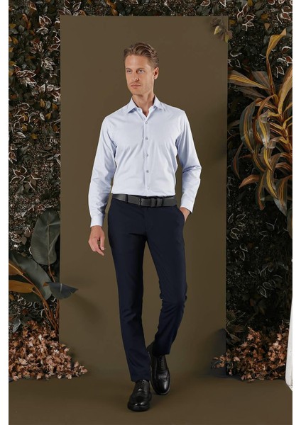 Gk 705 Slim Fit Mavi Klasik Gömlek
