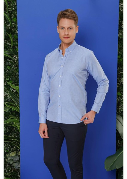 Gk 678 Slim Fit Mavi Klasik Gömlek fiyatları