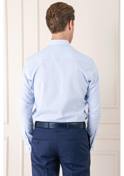 Gk 720 Slim Fit Dokulu Pamuklu Klasik Mavi Gömlek indirimleri
