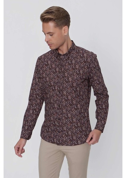 G 1520 Slim Fit Kahve Spor Gömlek fiyatları