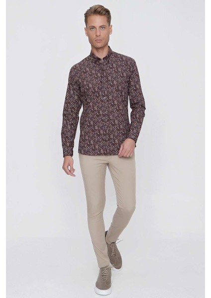 G 1520 Slim Fit Kahve Spor Gömlek modelleri