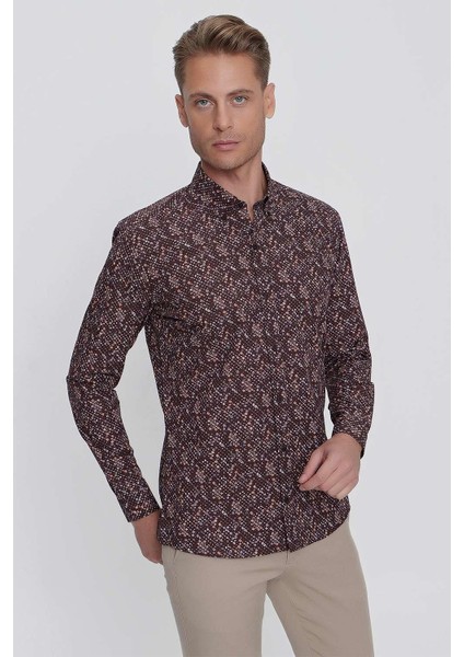 G 1520 Slim Fit Kahve Spor Gömlek fırsatları