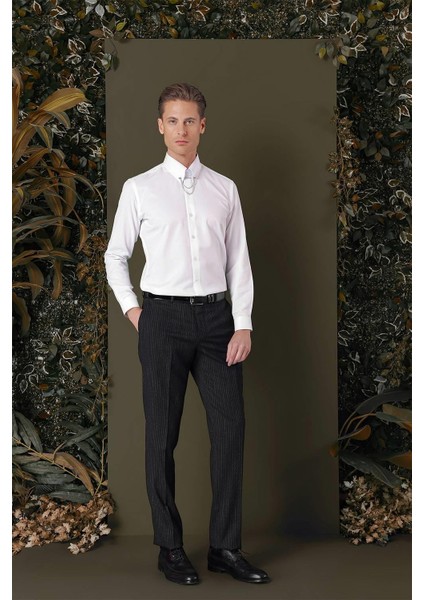 Gk 710 Slim Fit Beyaz Klasik Gömlek fırsatları