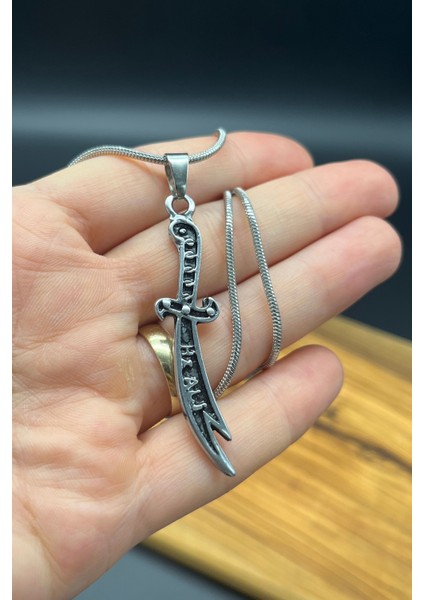Hz. Ali Zülfikar Tasarımlı Çelik Kılıç Kolye | Paslanmaz Çelik Dini Erkek Kolye Unisex Kolye modelleri