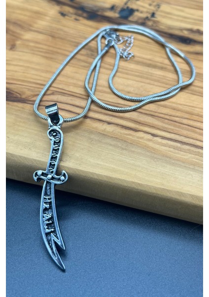 Hz. Ali Zülfikar Tasarımlı Çelik Kılıç Kolye | Paslanmaz Çelik Dini Erkek Kolye Unisex Kolye