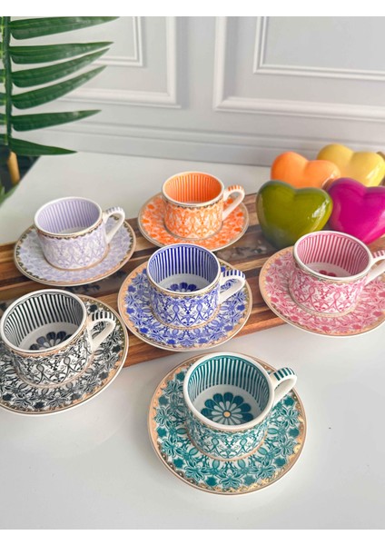 Türk Kahve Fincanı Flower 6 Kişilik 12 Parça modelleri