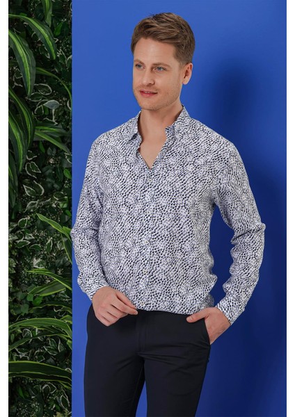 G 1539 Slim Fit Beyaz Klasik Gömlek