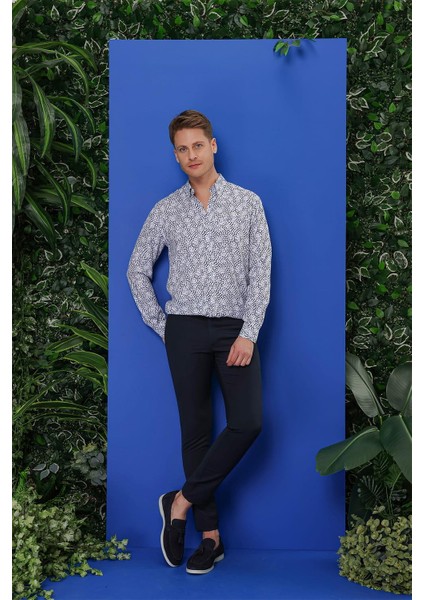 G 1539 Slim Fit Beyaz Klasik Gömlek modelleri