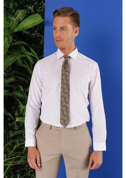 Gk 689 Slim Fit Beyaz Klasik Gömlek modelleri