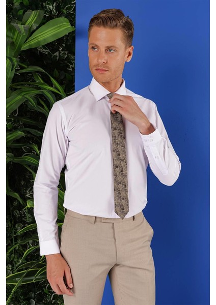 Gk 689 Slim Fit Beyaz Klasik Gömlek fırsatları