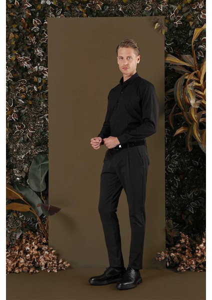 Gk 691 Slim Fit Siyah Klasik Gömlek fiyatları