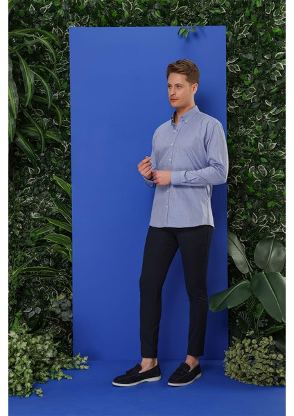 Gk 678 Slim Fit Koyu Mavi Klasik Gömlek fırsatları