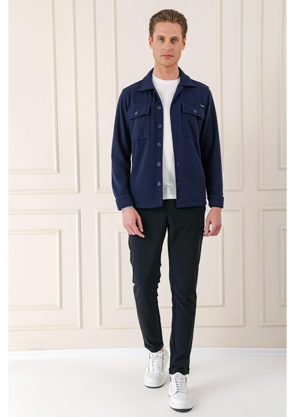 Comfort Fit Kapaklı Cep Fitilli Dokuma Esnek Pamuk Lacivert Gömlek Ceket G 1561 fiyatları
