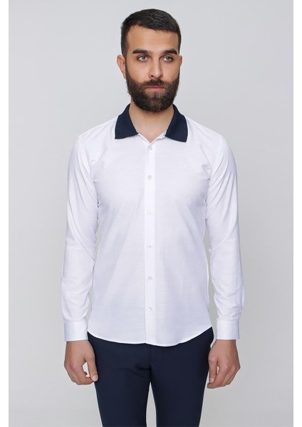 G 1491 Slim Fit Beyaz Spor Gömlek
