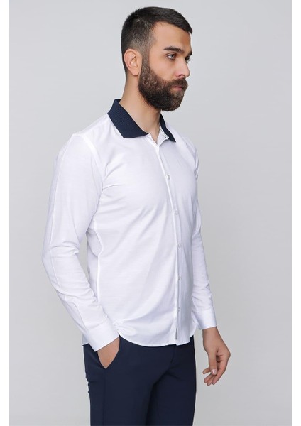 G 1491 Slim Fit Beyaz Spor Gömlek modelleri