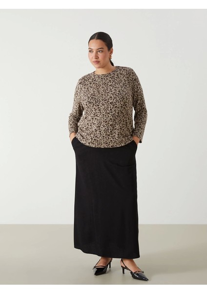 Lcw Grace Siyah Kadın Beli Lastikli Düz Etek fiyatları