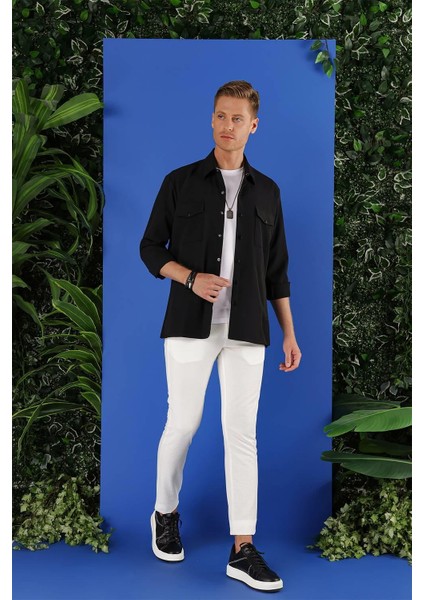 G 1534 Slim Fit Siyah Klasik Gömlek